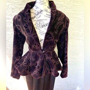 Amazing!! VTG 80s Judy Hornby Velvet Peplum Jacket